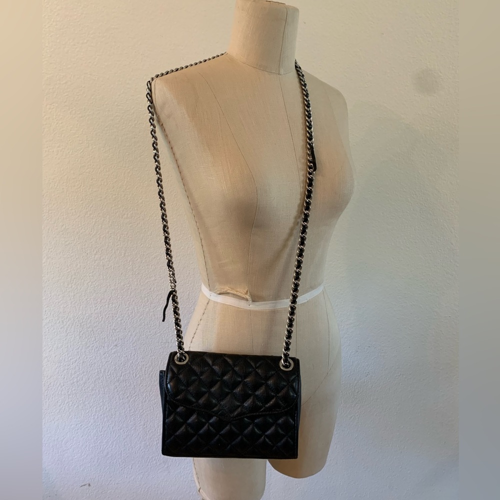 Rebecca minkoff quilted black leather crossbody bag